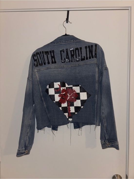 Jackets & Blazers - South Carolina Painted Distressed Denim Jacket - Blue